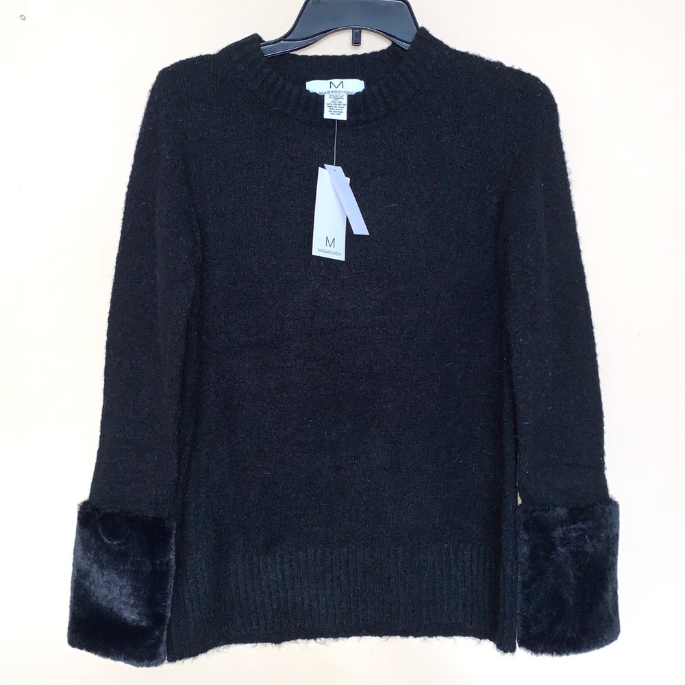 Magaschoni faux fur sleeve sweater size xs